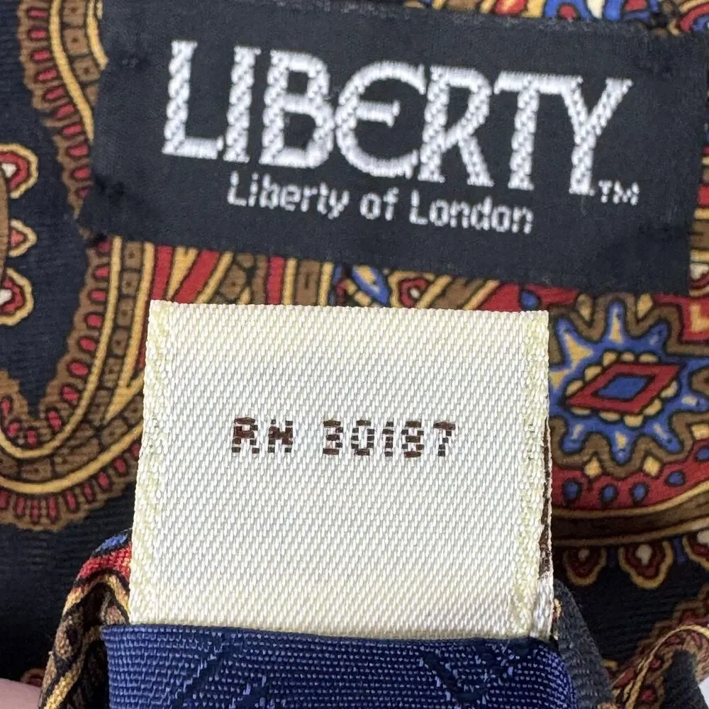 Liberty of‎ London Tie Mens Silk Paisley Black Red Gold Classic Necktie Made USA